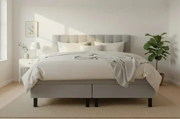 Hilton Komplett Sängpaket 180x200 cm Kontinentalsäng med rutad sänggavel - Grå - Products - Möbler - Säng - Kontinentalsäng