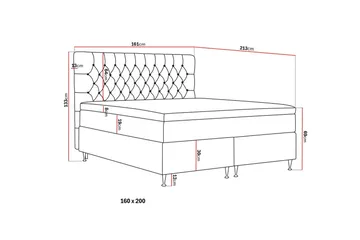 Hilton Lyx Komplett Sängpaket 160x200 cm Kontinentalsäng med knappad sänggavel i sammet - Beige / Sammet - Products - Möbler - Säng - Kontinentalsäng