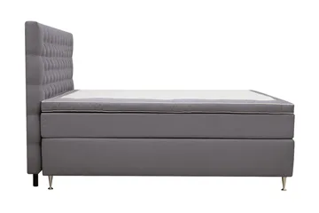 Hilton Lyx Komplett Sängpaket 160x200 cm Kontinentalsäng med knappad sänggavel i sammet - Grå / Sammet - Products - Möbler - Säng - Kontinentalsäng