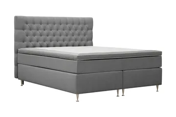 Hilton Lyx Komplett Sängpaket 160x200 cm Kontinentalsäng med knappad sänggavel i sammet - Ljusgrå / Sammet - Products - Möbler - Säng - Kontinentalsäng
