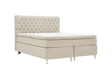 Hilton Lyx Komplett Sängpaket 180x200 cm Kontinentalsäng med knappad sänggavel i chenille - Beige - Products - Möbler - Säng - Kontinentalsäng