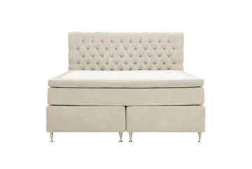 Hilton Lyx Komplett Sängpaket 180x200 cm Kontinentalsäng med knappad sänggavel i chenille - Beige - Products - Möbler - Säng - Kontinentalsäng
