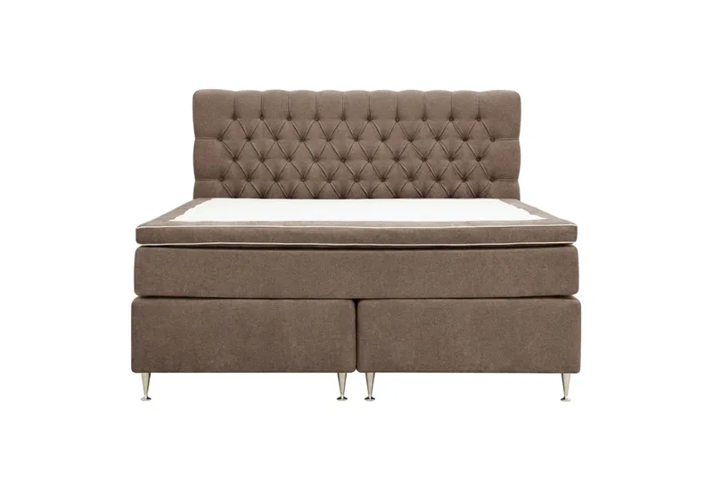Hilton Lyx Komplett Sängpaket 180x200 cm Kontinentalsäng med knappad sänggavel i chenille - Mörkbrun - Products - Möbler - Säng - Kontinentalsäng