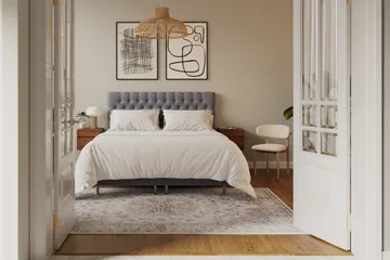 Hilton Lyx Komplett Sängpaket 180x200 cm Kontinentalsäng med knappad sänggavel i sammet - Grå - Products - Möbler - Säng - Kontinentalsäng