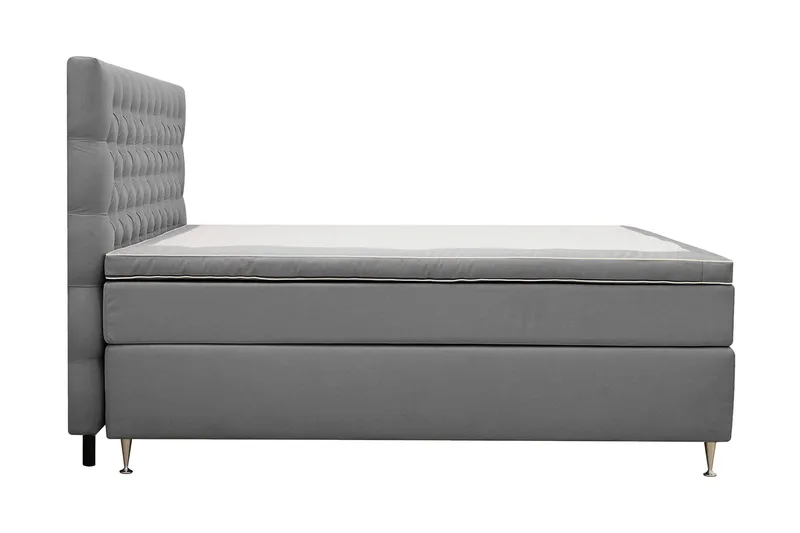 Hilton Lyx Komplett Sängpaket 180x200 cm Kontinentalsäng med knappad sänggavel i sammet - Ljusgrå - Products - Möbler - Säng - Kontinentalsäng