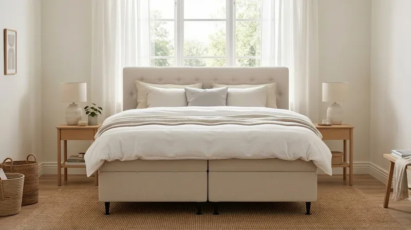 Hilton Plus Komplett Sängpaket med Förvaring 180x200 cm - Ljusbeige - Products - Möbler - Säng - Säng med förvaring