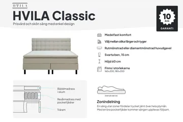 HVILA Classic Komplett Sängpaket 160x200 cm Kontinentalsäng med diamant sänggavel - Grå - Products - Möbler - Säng - Komplett sängpaket