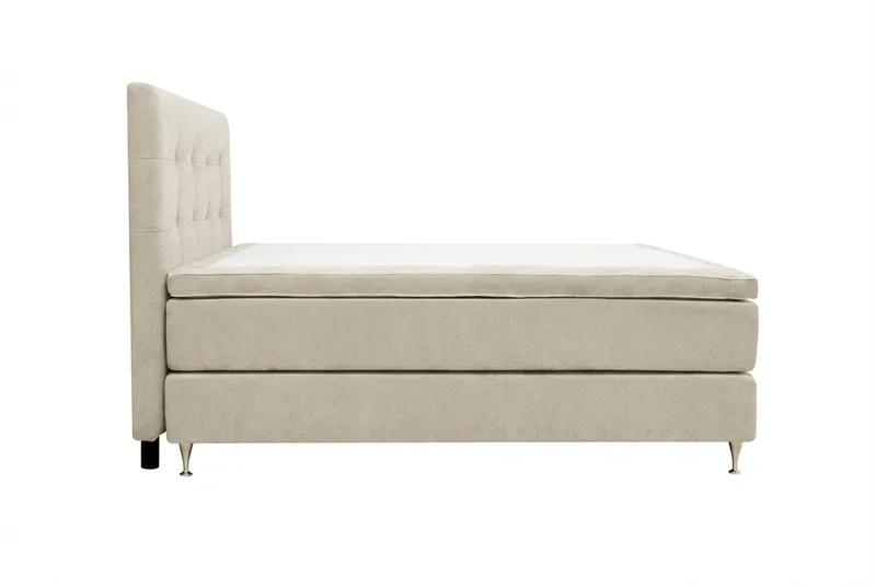 HVILA Premium Komplett Sängpaket 160x200 cm Kontinentalsäng med Sänggavel - Beige Tyg - Products - Möbler - Säng - Kontinentalsäng