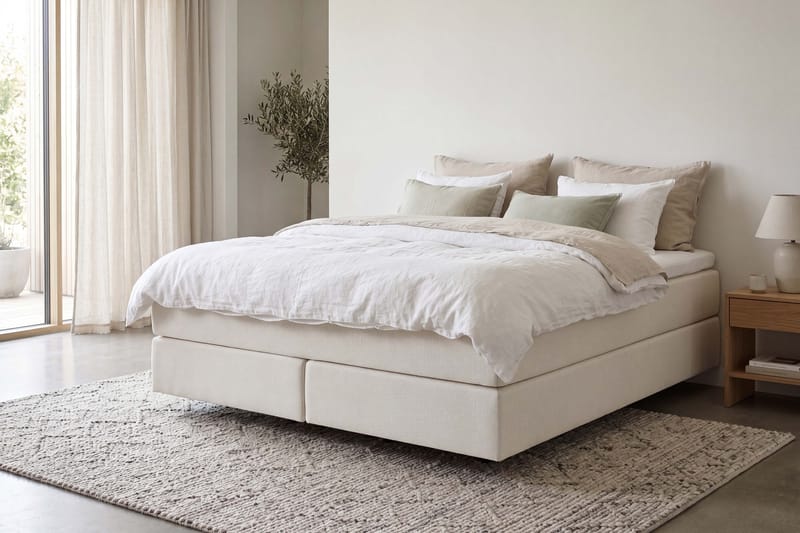 HVILA Premium Kontinentalsäng 180x200 cm med svävande effekt inkl. Bäddmadrass i Latex med Tvättbar klädsel - Medium/Fast - Products - Möbler - Säng - Komplett sängpaket