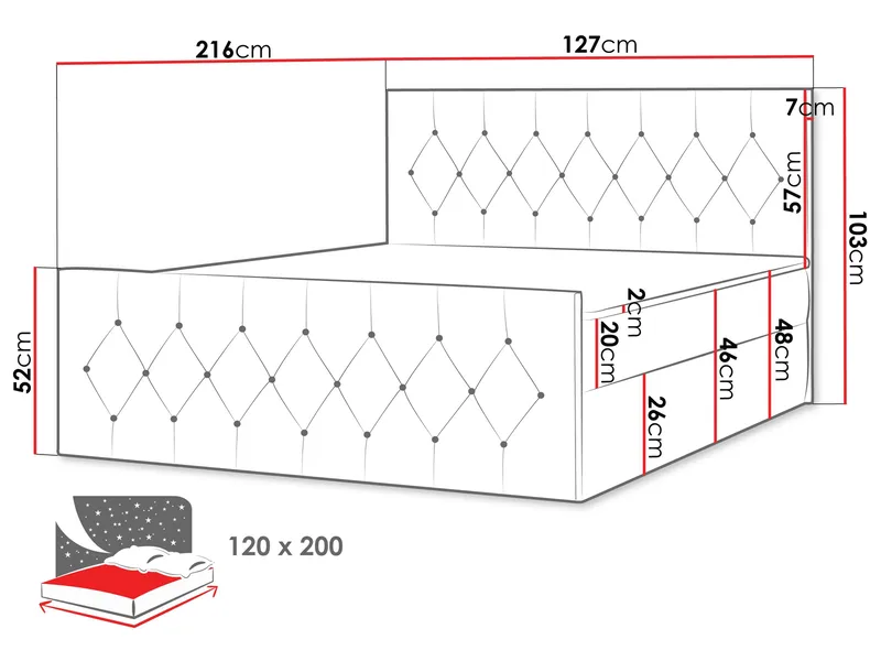 Jitendra Sängpaket Kontinentalsäng 120x200 cm med Förvaring - Svart - Products - Möbler - Säng - Komplett sängpaket