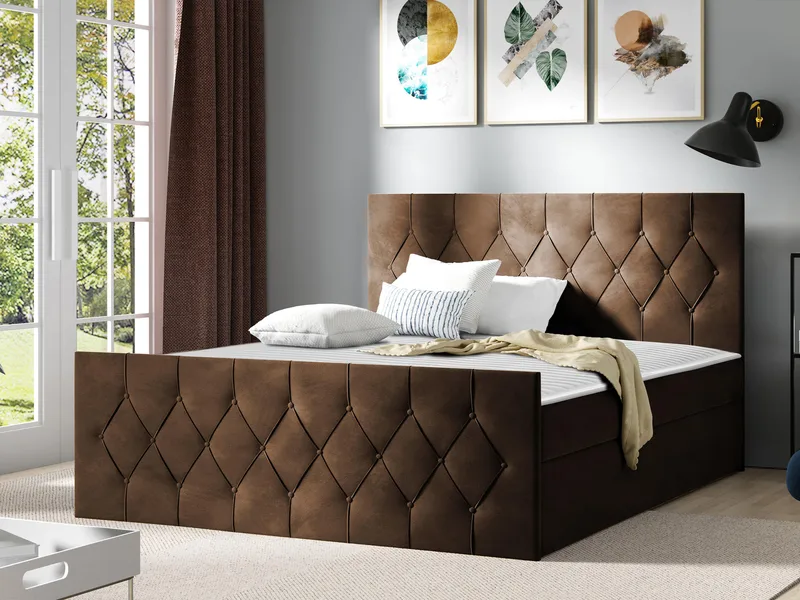 Jitendra Sängpaket Kontinentalsäng 200x200 cm med Förvaring - Brun - Products - Möbler - Säng - Komplett sängpaket