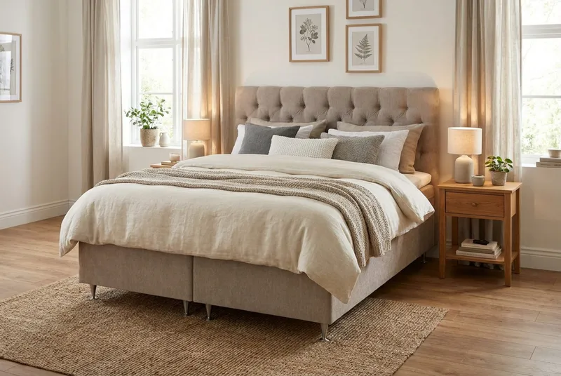 Joluma Kontinentalsäng Fast 180x200 cm - (+Fler val) 180x200 cm Beige - Products - Möbler - Säng - Enkelsäng