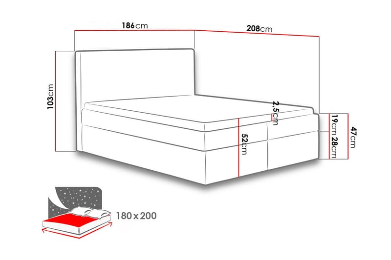 Laargard Kontinentalsäng medFörvaring 180x200 - Rosa - Products - Möbler - Säng - Säng med förvaring