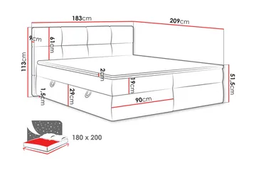 Leckersbo Komplett Sängpaket Kontinentalsäng med förvaring 180x200 cm - Ljusgrå - Products - Möbler - Säng - Komplett sängpaket