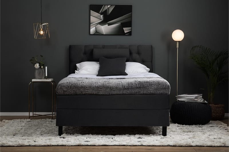 Lucky Komplett Sängpaket 120x200 Memory Diamant Sänggavel - Nackkudde Stor Svart/Grå - Products - Möbler - Säng - Enkelsäng
