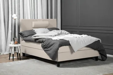 Lucky Komplett Sängpaket 120x200 Skum Slät Sänggavel - Nackkudde Stor Beige - Products - Möbler - Säng - Enkelsäng