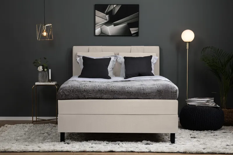 Lucky Komplett Sängpaket 120x200 Polyeter Slät Sänggavel - Beige - Products - Möbler - Säng - Enkelsäng