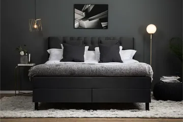 Lucky Komplett Sängpaket 160x200 Skum Diamant Sänggavel - Nackkudde Liten Svart/Grå - Products - Möbler - Säng - Kontinentalsäng