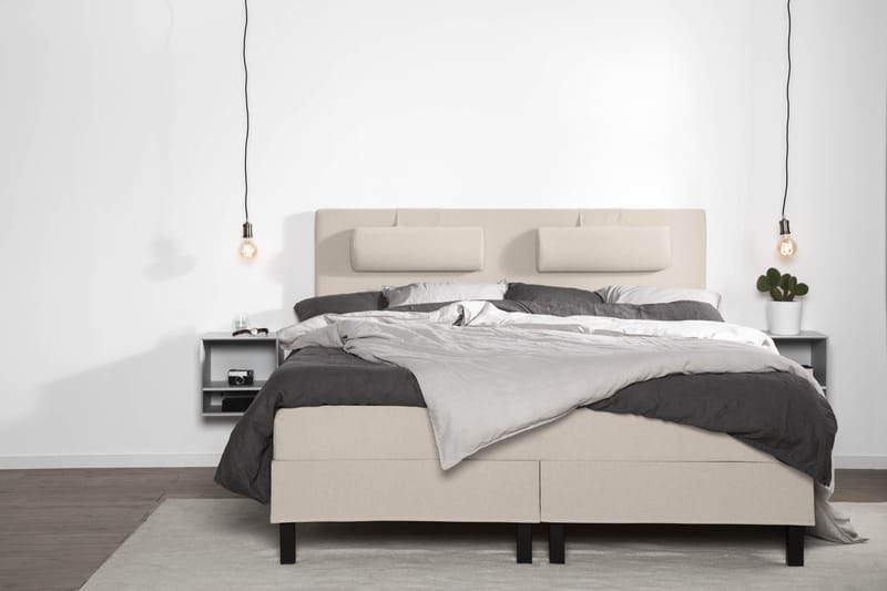 Lucky Komplett Sängpaket 180x200 Memory Slät Sänggavel - Nackkudde Stor Beige - Products - Möbler - Säng - Kontinentalsäng