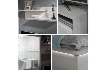 Najera Säng 182x214 cm LED-belysning Ek/Vit LED - Ek/Vit LED - Products - Möbler - Säng - Sängram & sängstomme