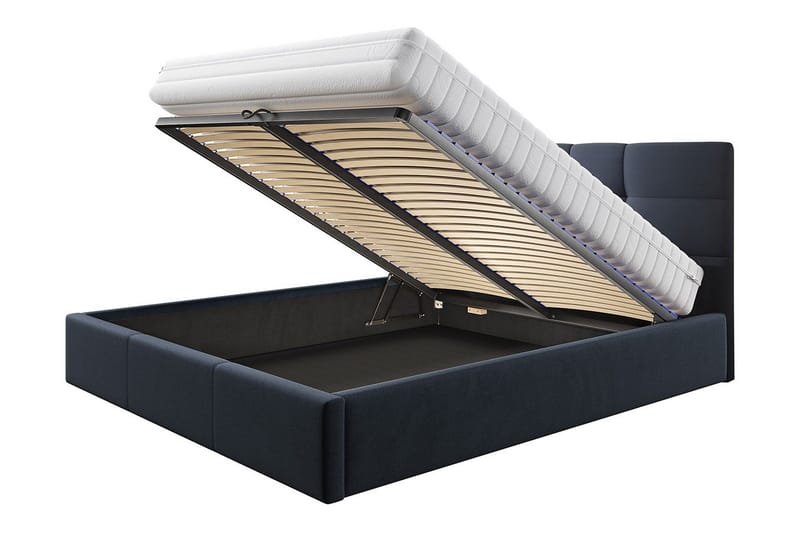 Nieres Förvaringssäng 140x200cm LED-belysning - Grå - Products - Möbler - Säng - Säng med förvaring