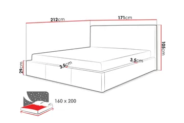 Nieres Förvaringssäng 160x200cm LED-belysning - Mörkgrå - Products - Möbler - Säng - Säng med förvaring