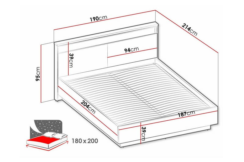 Rathmore Sängram 180x200 cm - Svart - Products - Möbler - Säng - Sängram & sängstomme