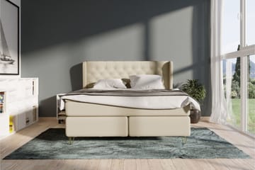 Select No 4 Komplett Sängpaket 140x200 Fast - Beige/Metall V-form - Products - Möbler - Säng - Kontinentalsäng