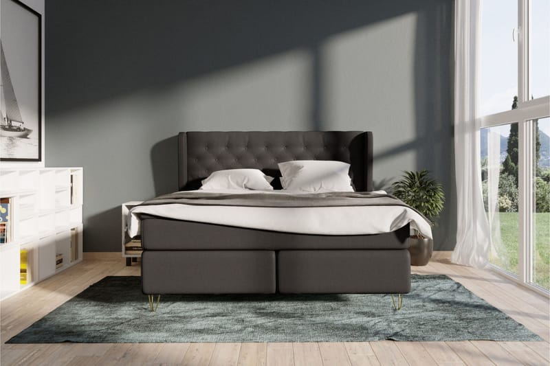 Select No 4 Komplett Sängpaket 140x200 Fast - Mörkgrå/Guld - Products - Möbler - Säng - Kontinentalsäng