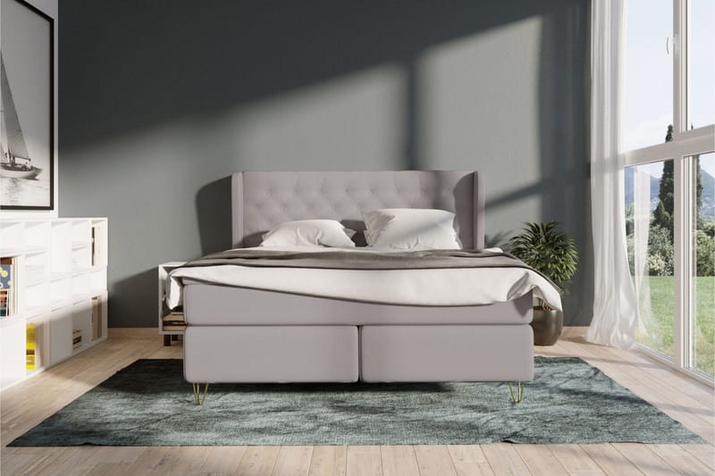 Select No 4 Komplett Sängpaket 160x200 Fast - Ljusgrå/Metall V-form - Products - Möbler - Säng - Kontinentalsäng