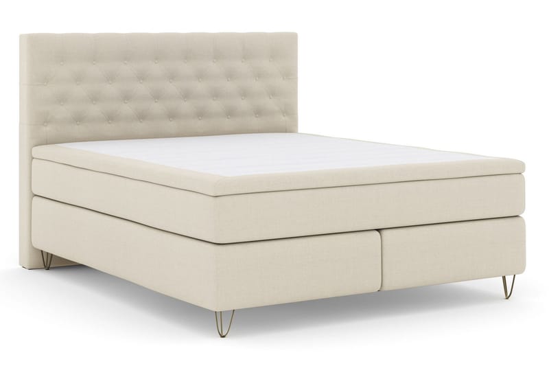 Select No 5 Komplett Sängpaket 210x210 Medium Latex - Beige/Metall V-form - Products - Möbler - Säng - Kontinentalsäng