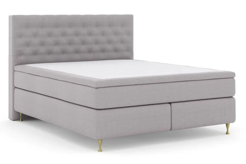 Select No 5 Kontinentalsäng 210x210 Fast/Medium Watergel - Ljusgrå/Guld - Products - Möbler - Säng - Kontinentalsäng