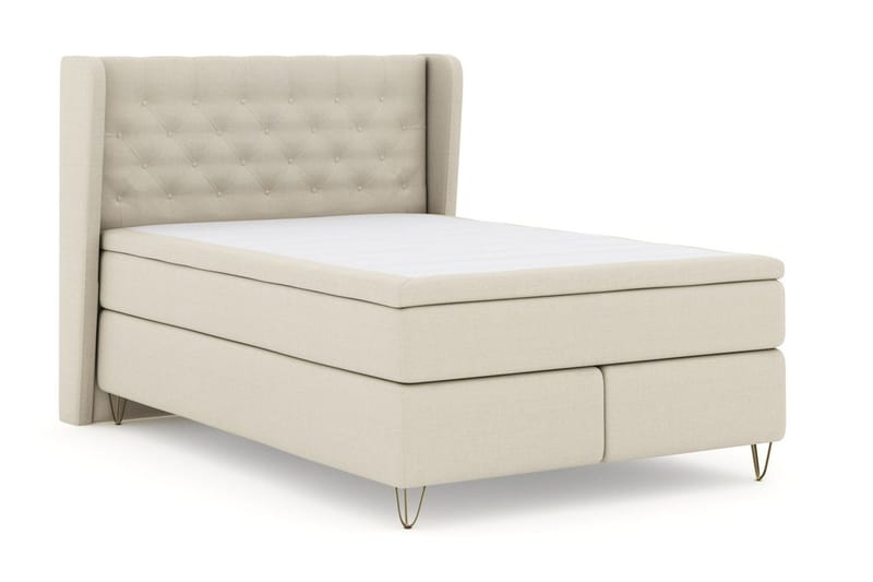 Select No 6 Komplett Sängpaket 140x200 Medium Memory/Pocket - Beige/Metall V-form - Products - Möbler - Säng - Kontinentalsäng