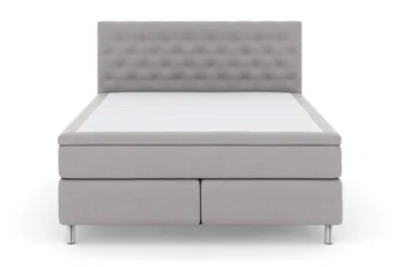 Select No 6 Kontinentalsäng 210x210 Fast Memory/Pocket, Ljusgrå/Metall