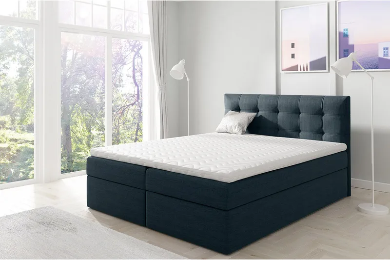 Skaftå Kontinentalsäng 180x200 Svart/Blå/Grå/Vit - Svart/Blå/Grå/Vit - Products - Möbler - Säng - Säng med förvaring