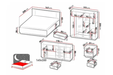 Strathy Möbelset För Sovrum - Svart - Products - Möbler - Säng - Möbelset för sovrum
