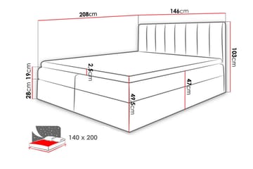 Vasil Kontinentalsäng 140x200 - Svart - Products - Möbler - Säng - Säng med förvaring