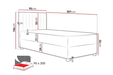 Veyran Sängpaket Kontinentalsäng med Förvaring 90x200 cm - Beige - Products - Möbler - Säng - Komplett sängpaket