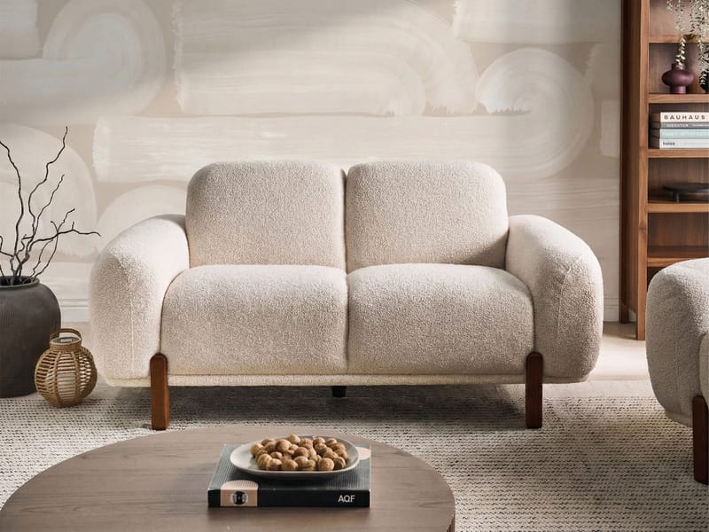 2-sits soffa Odnes i Bouclé - Vit - Products - Möbler - Soffa - 2 sits soffa