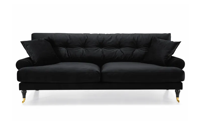Andrew 3-sits Sammetssoffa, Svart