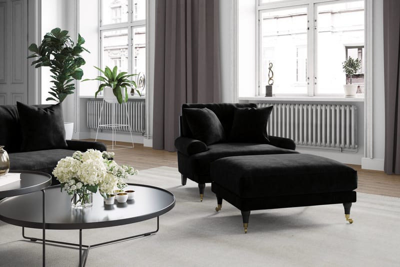 Andrew 3-sits Sammetssoffa - Svart - Products - Möbler - Soffa - 3 sits soffa