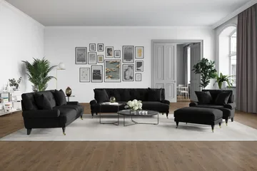 Andrew 3-sits Sammetssoffa - Svart - Products - Möbler - Soffa - 3 sits soffa