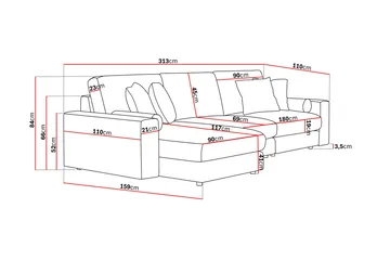Arken Lyx 5-sits Vändbar L-formad Djup Divansoffa i Tyg - Brun - Products - Möbler - Soffa - Divansoffa & schäslongsoffa