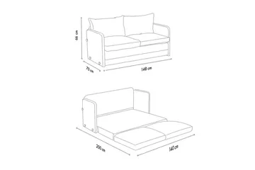 2-sits bäddsoffa Rubby (148 x 70 x 66 cm) Grön - Grön - Products - Möbler - Soffa - Bäddsoffa - 2 sits bäddsoffa