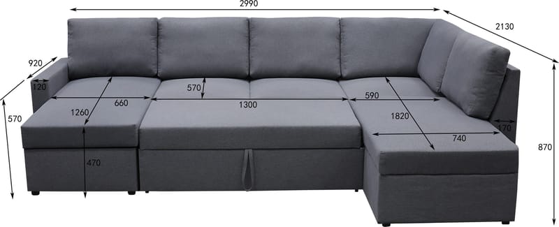 Bäddsoffa Dream U-form - Mörkgrå - Products - Möbler - Soffa - Bäddsoffa - U bäddsoffa