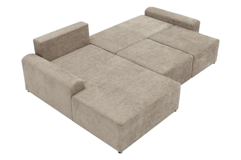 Bella Bäddsoffa med Divan 3-sits i Plysch - Grå - Products - Möbler - Soffa - Bäddsoffa - Bäddsoffa divan