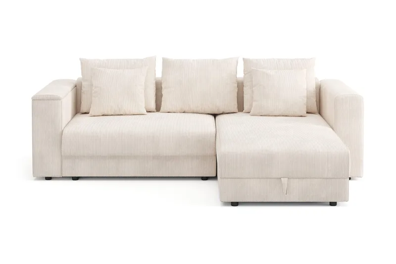 Bergen Extra djup 3-sits Bäddsoffa med Divan och Bäddmadrass i Memoryskum och Tvättbar klädsel, Beige