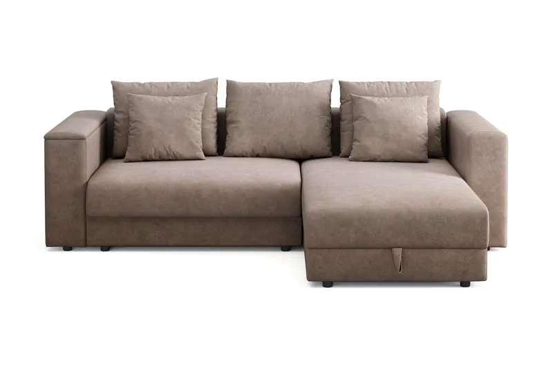 Bergen Extra djup 3-sits Bäddsoffa med Divan och Bäddmadrass i Memoryskum och Tvättbar klädsel, Brun