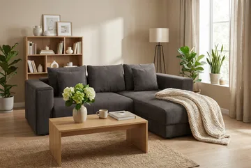 Bergen Extra Djup 3-sits Bäddsoffa med vändbar divan och förvaring i manchester - Taupe - Products - Möbler - Soffa - Bäddsoffa - Bäddsoffa divan