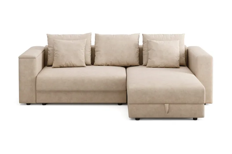 Bergen Extra Djup Framåtbäddad 3-sits Bäddsoffa med vändbar divan och förvaring, Beige